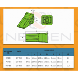 Tooth Bucket suitable for CAT  J400 - 7T3402