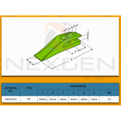 Tooth suitable for TEREX TLB840 TLB850 TLB890 TLB990 - 1462201M3