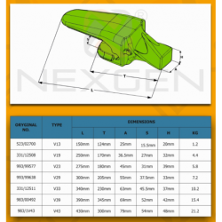 Adapter tooth ESCO V23 SYL suitable for JCB - replacement - 993/99577